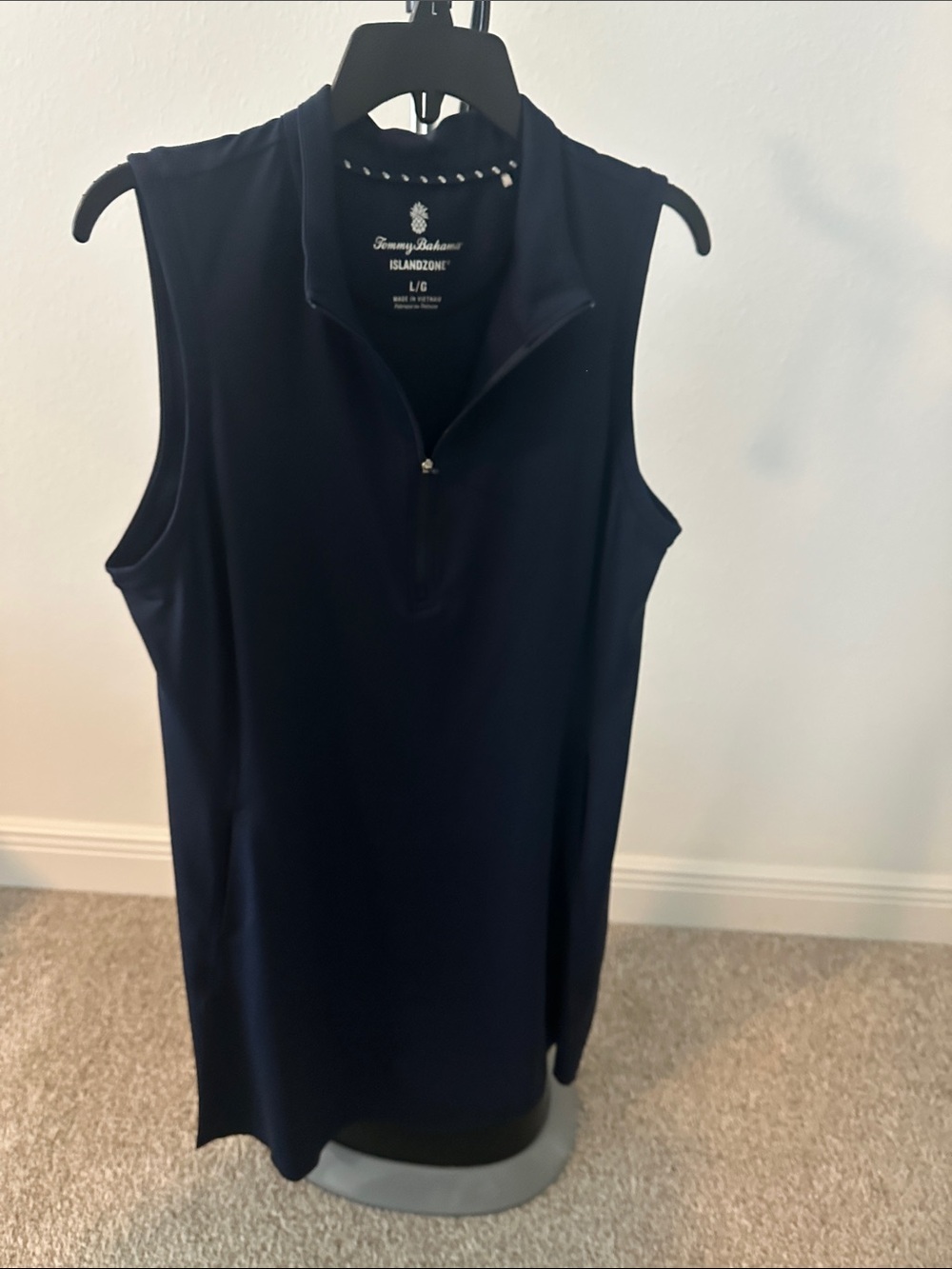 Tommy Bahama Navy Sleeveless Half-Zip Tank Top